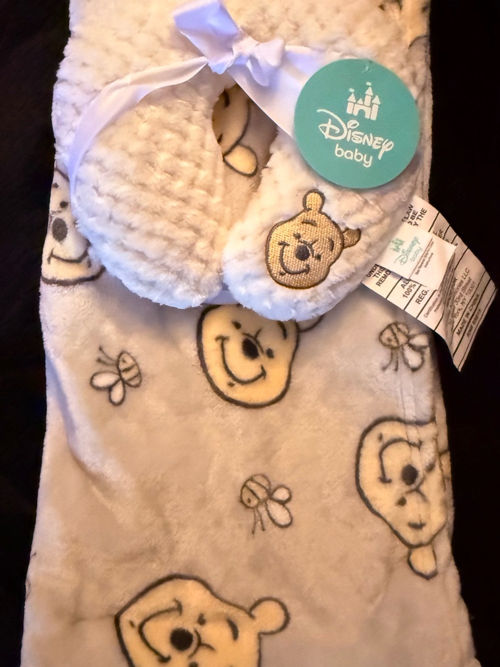 Disney Baby Winnie the Pooh Cream and Yellow Plush Bib Set